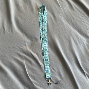 Blue Patterned Lanyard with Clip